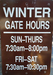 Winter Hours sign