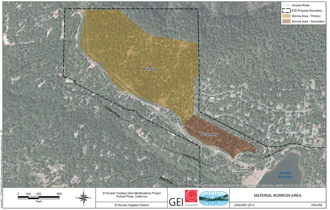 Forebay January 29 2013 Borrow Areas Overlay Map from EIR