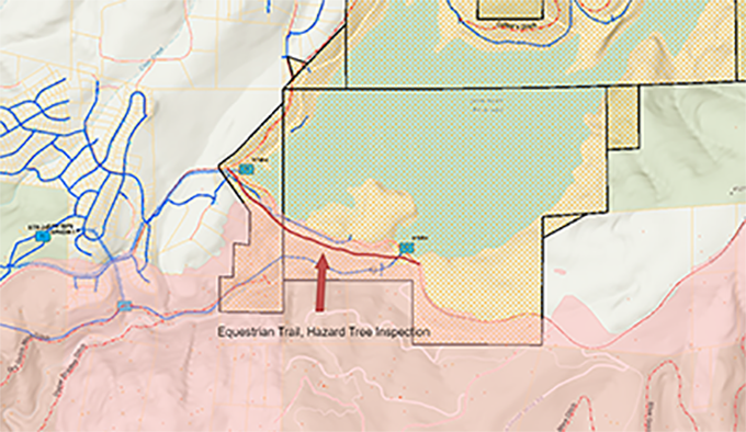 Equestrian Trail Hazard Tree Area Map from Caldor Fire